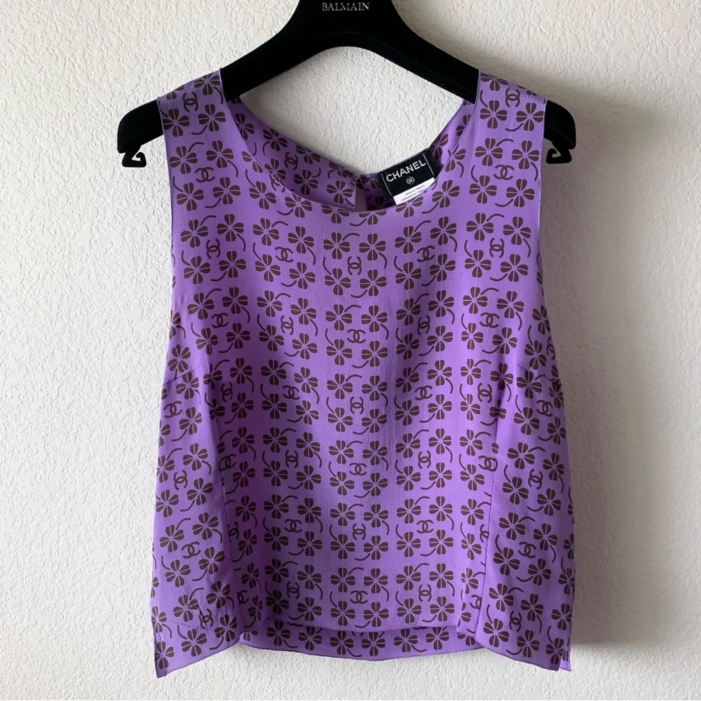 Chanel logo silk blouse